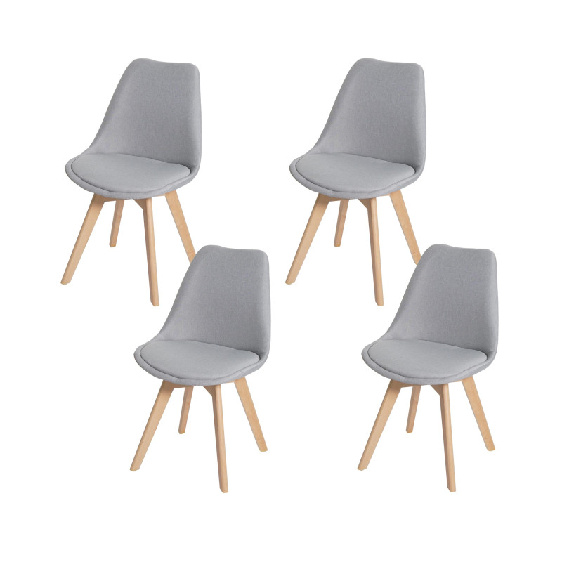 4x chaise de salle à manger , design rétro - gris, tissu, pieds clairs