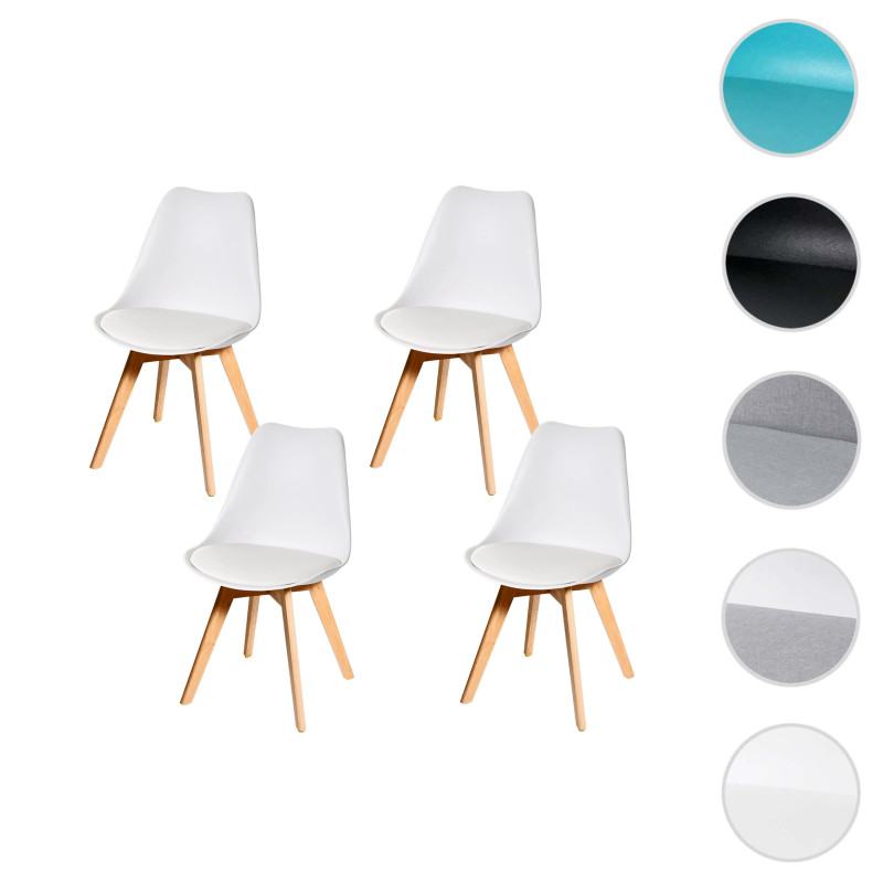 4x chaise de salle à manger cuisine, design rétro - turquoise/turquoise, similicuir, pieds clairs