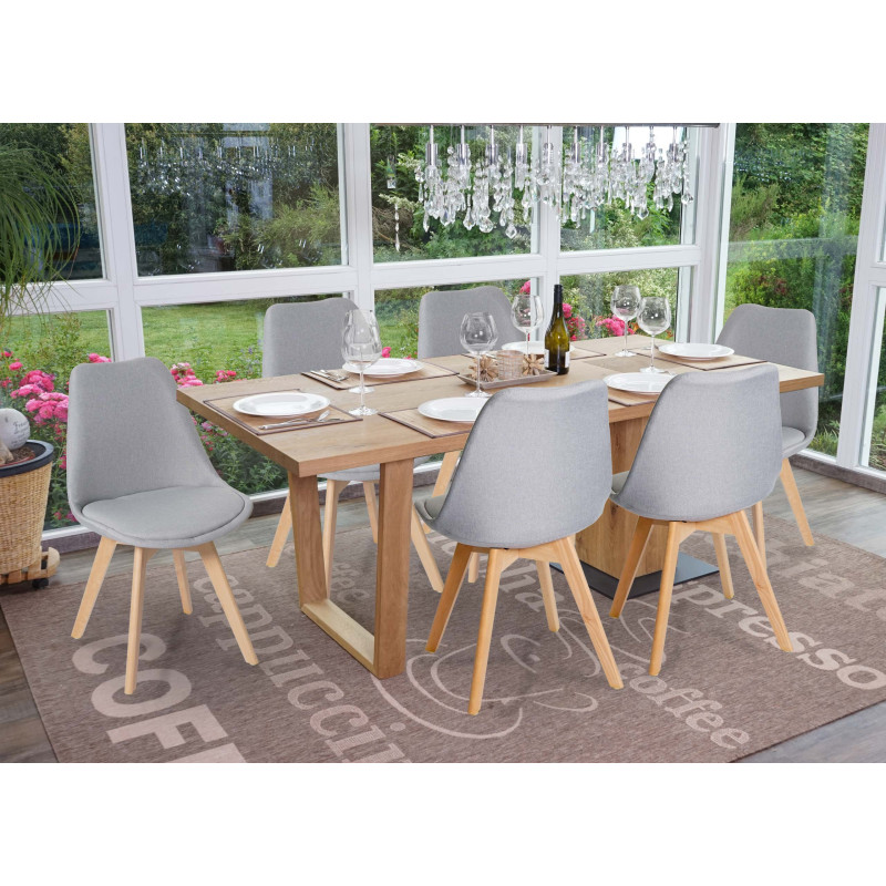 6x chaise de salle à manger , design rétro - gris, tissu, pieds clairs