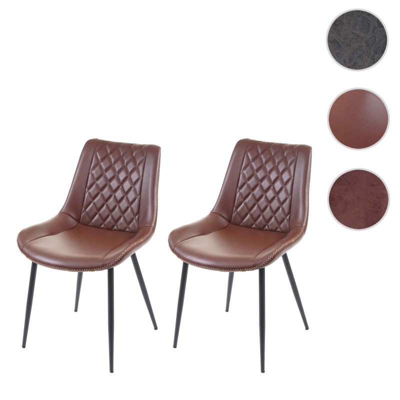 2x chaise de salle à manger , vintage - similicuir, marron