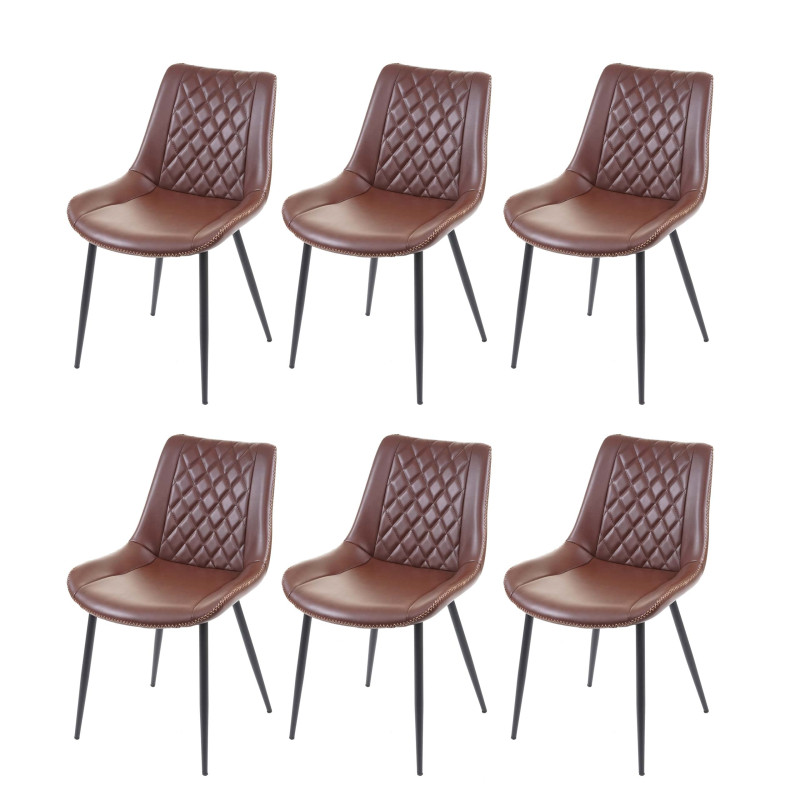 6x chaise de salle à manger , vintage - similicuir, marron