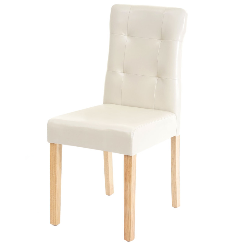 4x chaise de salle à manger fauteuil - similicuir crème, pieds clairs