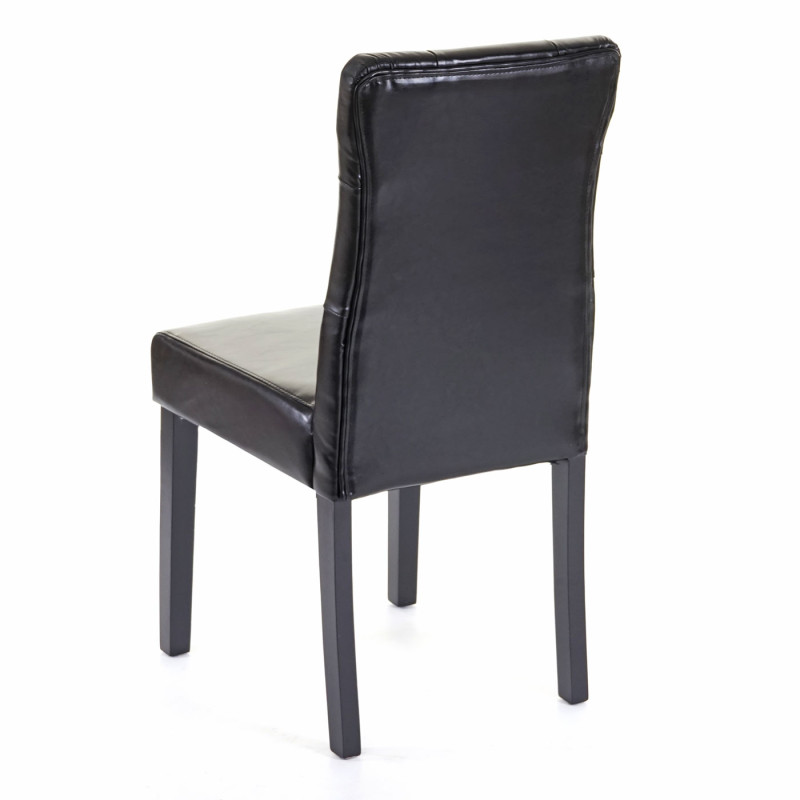 4x chaise de salle à manger fauteuil - similicuir noir, pieds foncés