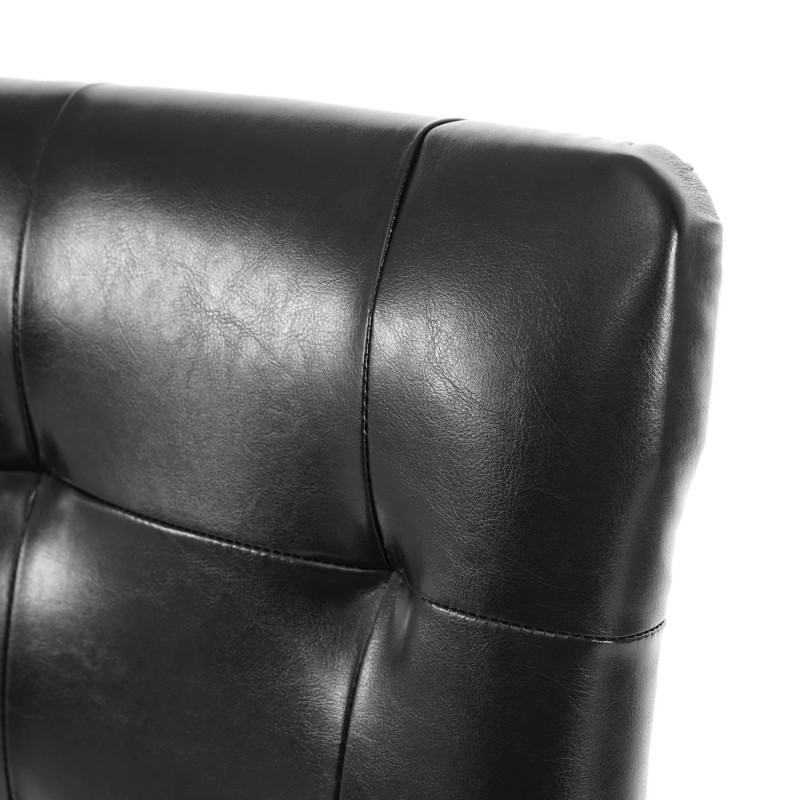 4x chaise de salle à manger fauteuil - similicuir noir, pieds foncés