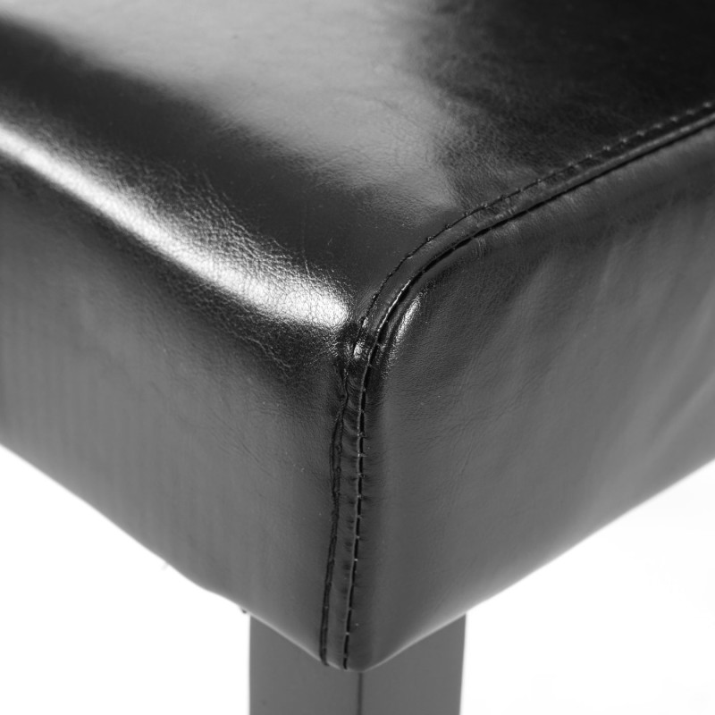 4x chaise de salle à manger fauteuil - similicuir noir, pieds foncés