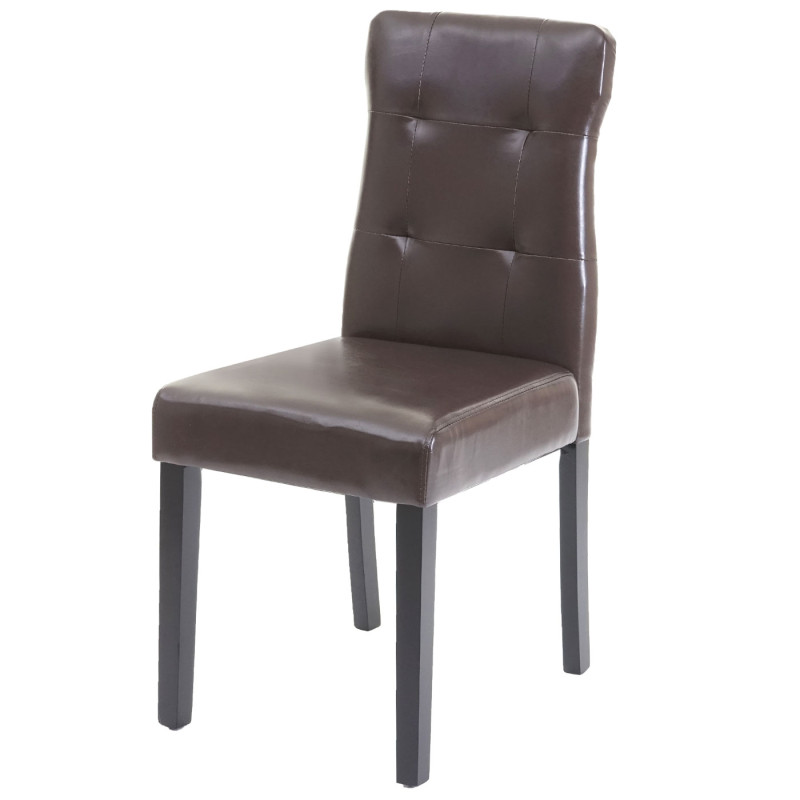 4x chaise de salle à manger fauteuil - similicuir marron, pieds foncés
