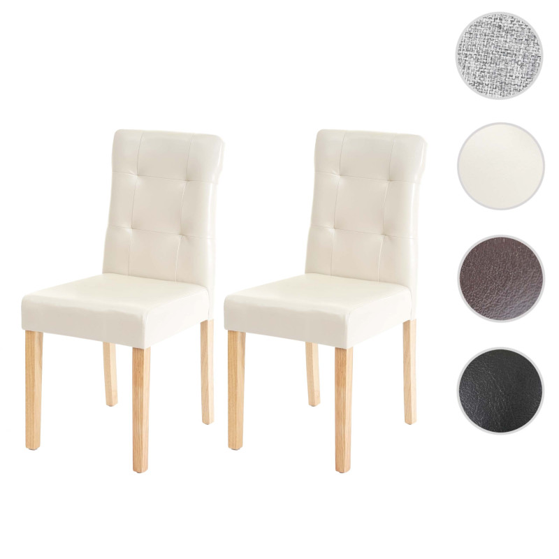 2x chaise de salle à manger fauteuil - similicuir crème, pieds clairs