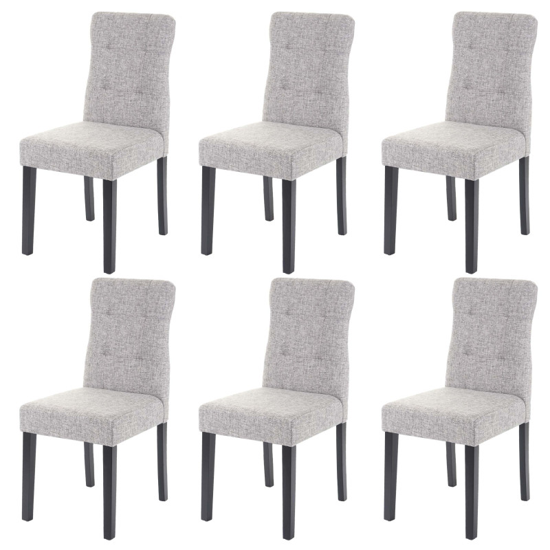 6x chaise de salle à manger fauteuil - tissu gris, pieds foncés