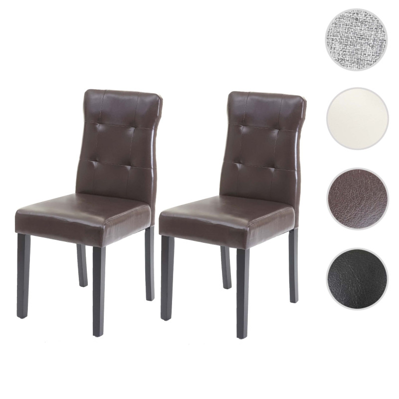 2x chaise de salle à manger fauteuil - similicuir marron, pieds foncés