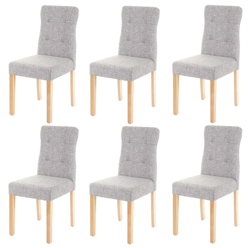 6x chaise de salle à manger fauteuil - tissu gris, pieds clairs