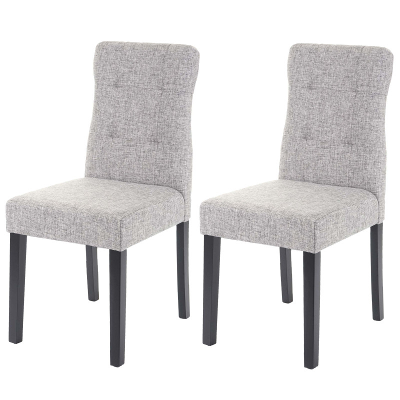 2x chaise de salle à manger fauteuil - tissu gris, pieds foncés