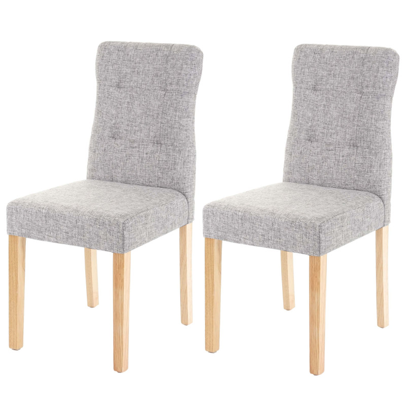 2x chaise de salle à manger fauteuil - tissu gris, pieds clairs