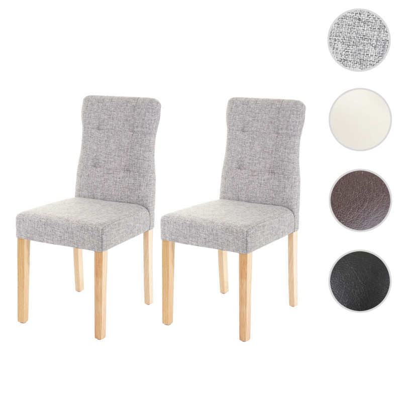 2x chaise de salle à manger fauteuil - tissu gris, pieds clairs