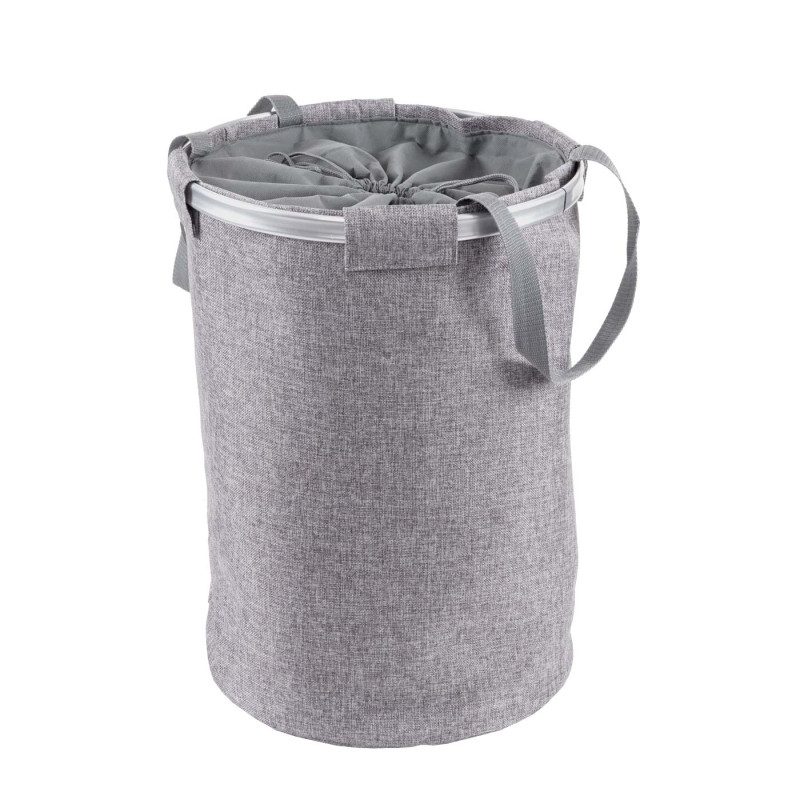 Collecteur de linge sale Laundry, corbeille à linge avec cordelette, poignées, 55x39cm 65l - gris