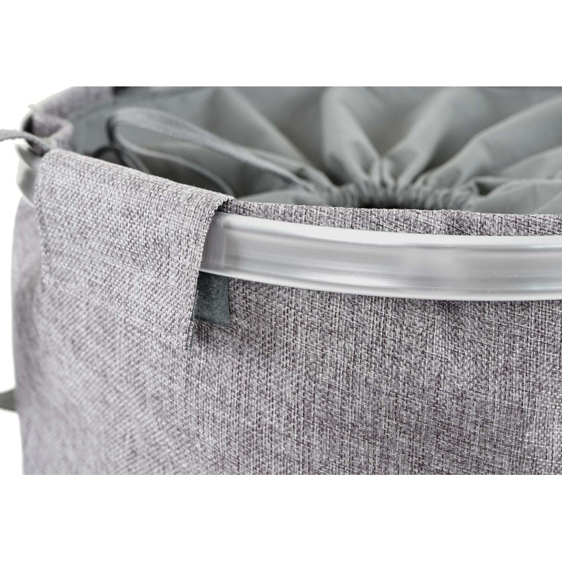 Collecteur de linge sale Laundry, corbeille à linge avec cordelette, poignées, 55x39cm 65l - gris