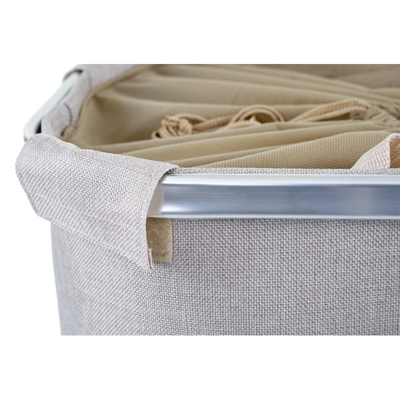 Collecteur de linge sale corbeille à linge avec cordelette, 2 compartiments 54x52x32cm 89l - beige