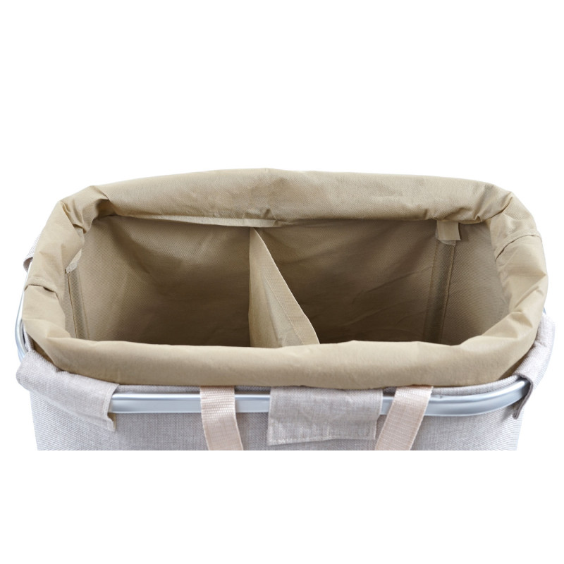 Collecteur de linge sale corbeille à linge avec cordelette, 2 compartiments 54x52x32cm 89l - beige