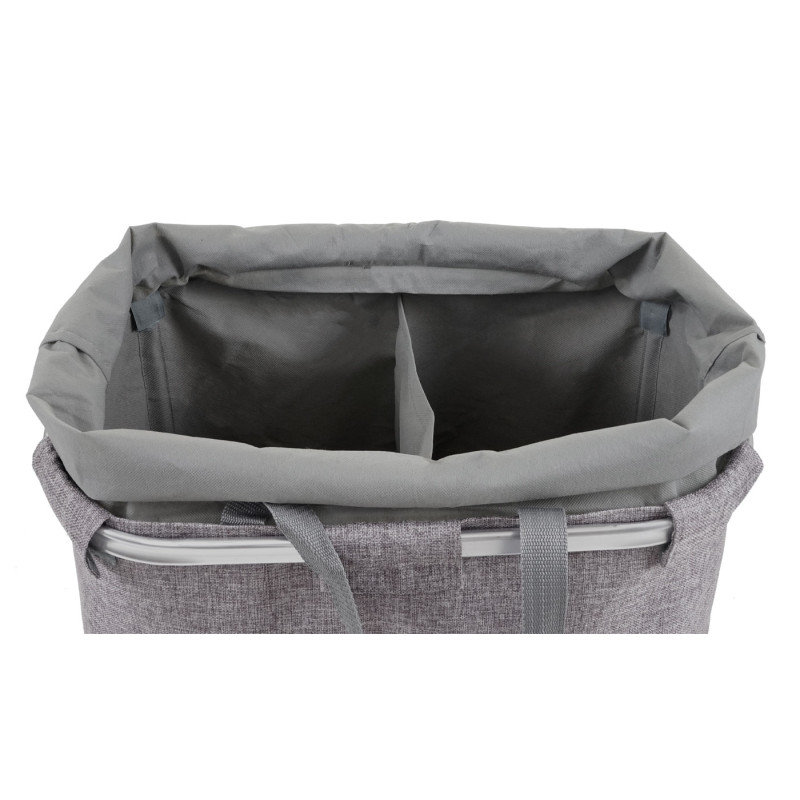 Collecteur de linge sale corbeille à linge avec cordelette, 2 compartiments 54x52x32cm 89l - gris