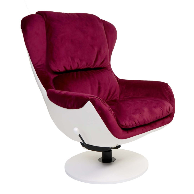 Fauteuil relax fauteuil de télévision, siège TV rotatif, avec tabouret velours/similicuir - bordeaux