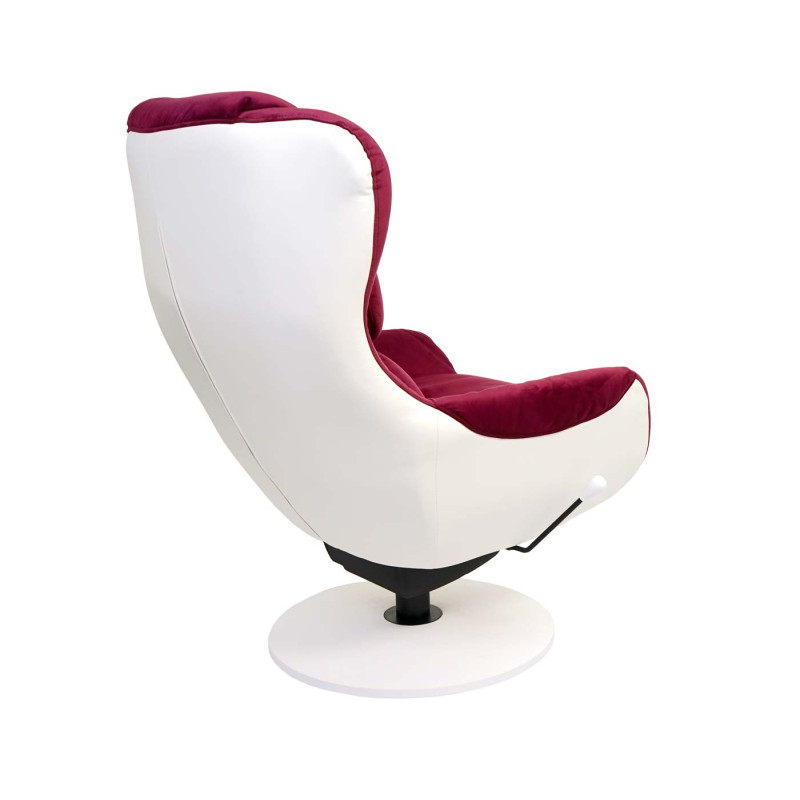 Fauteuil relax fauteuil de télévision, siège TV rotatif, avec tabouret velours/similicuir - bordeaux