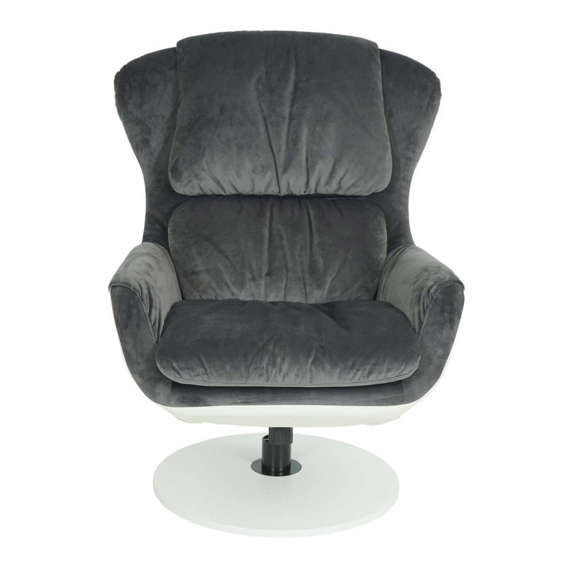 Fauteuil relax fauteuil de télévision, siège rotatif, tabouret, velours/similicuir - gris foncé