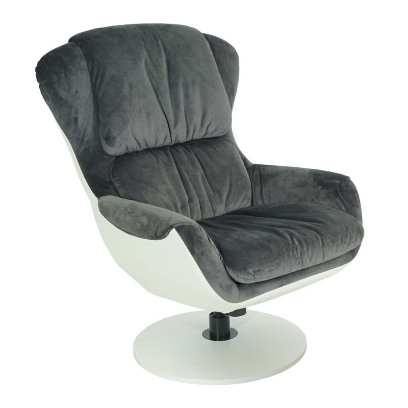 Fauteuil relax fauteuil de télévision, siège rotatif, tabouret, velours/similicuir - gris foncé