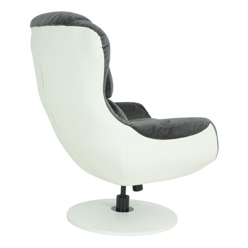 Fauteuil relax fauteuil de télévision, siège rotatif, tabouret, velours/similicuir - gris foncé