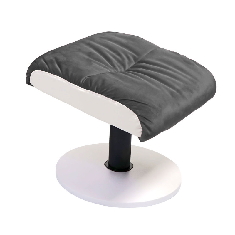 Fauteuil relax fauteuil de télévision, siège rotatif, tabouret, velours/similicuir - gris foncé