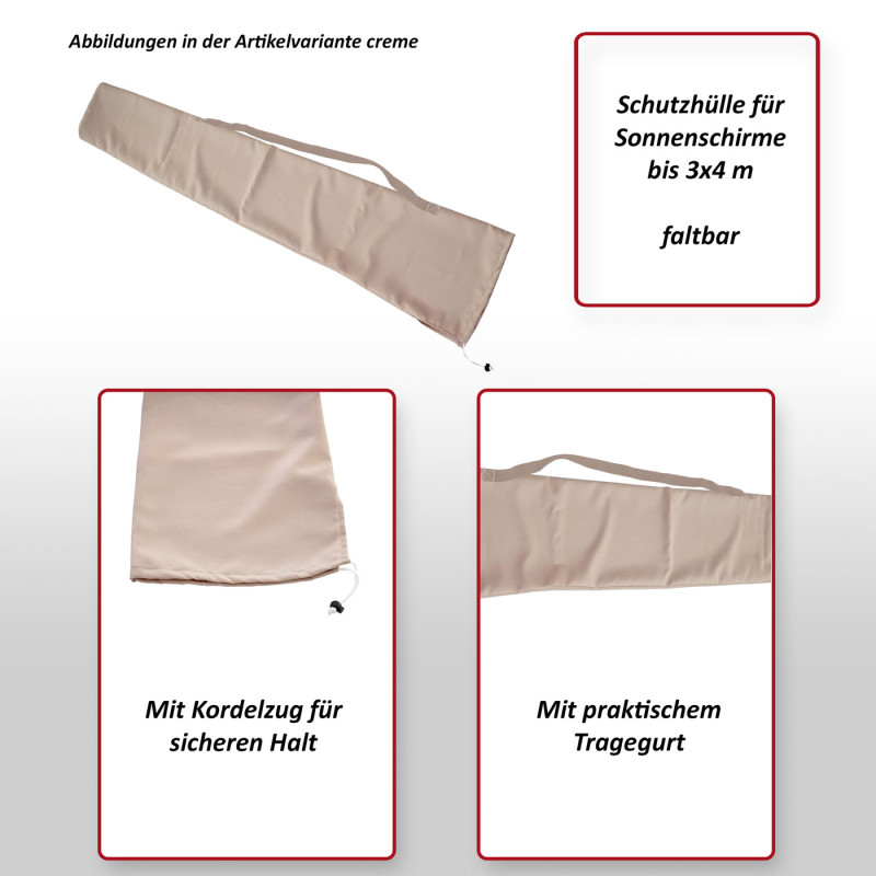 Housse de protection pour parasol jusqu'à 3x4m, gaine de protection avec cordelette - terre cuite