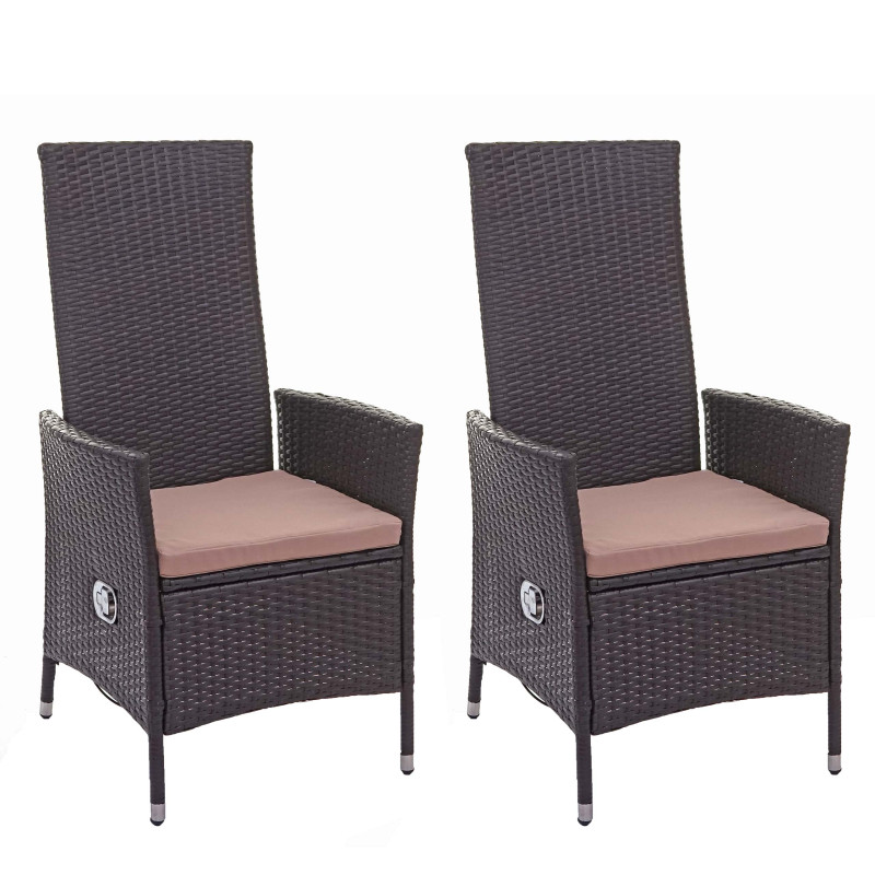 Garniture en polyrotin salon de jardin, 4xchaise+table de jardin 160x90cm - marron, coussin crème