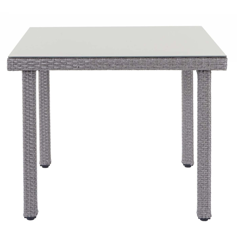 Garniture en polyrotin salon de jardin, 4xchaise+table de jardin 160x90cm - gris, coussin gris foncé