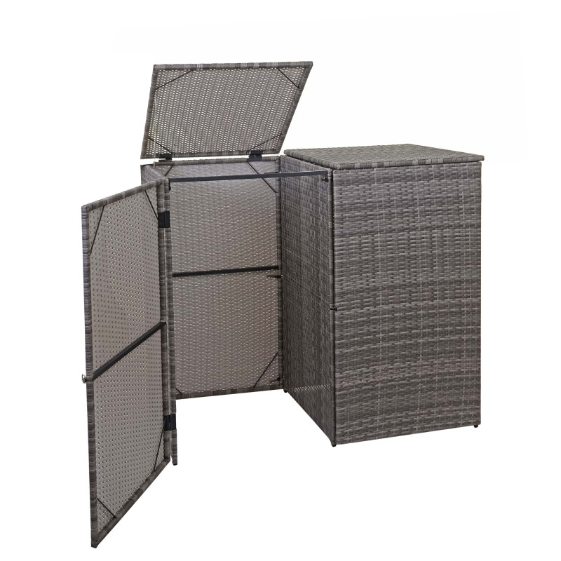 Enveloppement pour 2 poubelles box pour poubelles, revêtement, polyrotin 2x120l - gris