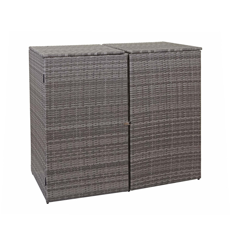 Enveloppement pour 2 poubelles box pour poubelles, revêtement, polyrotin 2x120l - gris