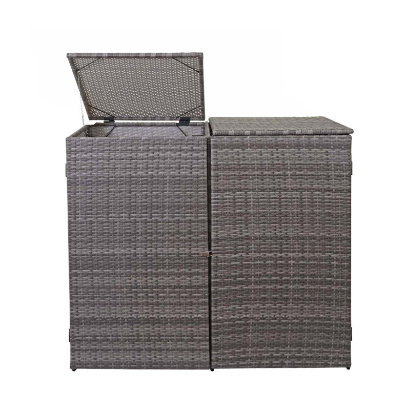 Enveloppement pour 2 poubelles box pour poubelles, revêtement, polyrotin 2x120l - gris