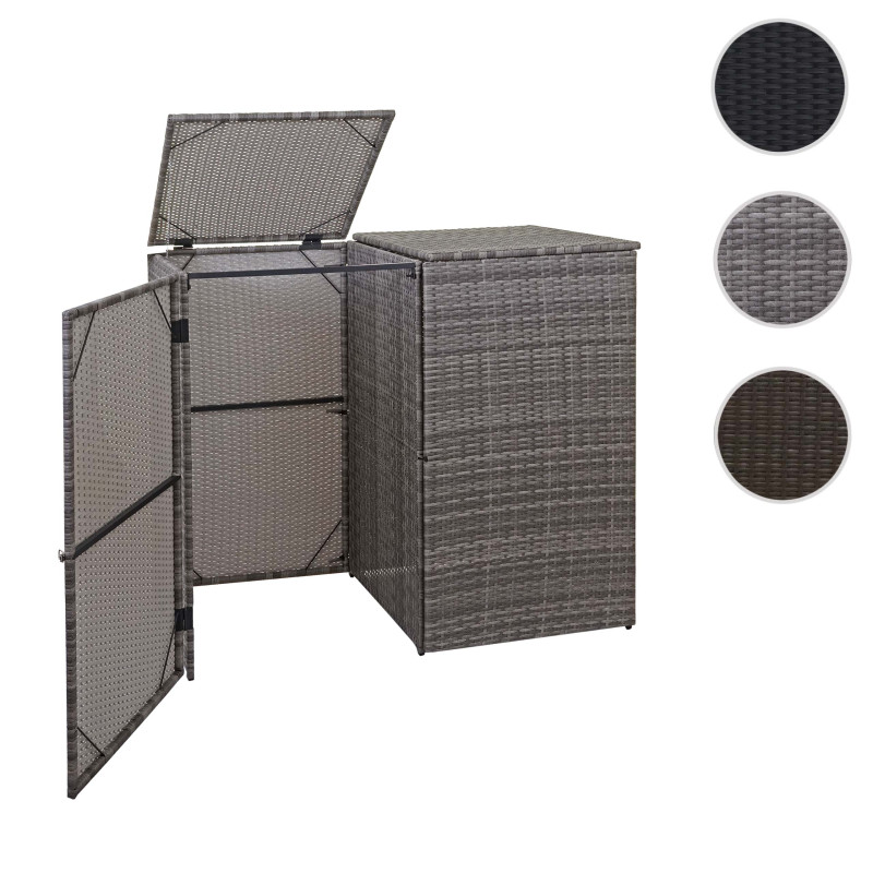 Enveloppement pour 2 poubelles box pour poubelles, revêtement, polyrotin 2x120l - gris