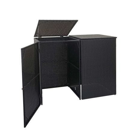 Enveloppement pour 2 poubelles box pour poubelles, revêtement, polyrotin 2x120l - noir