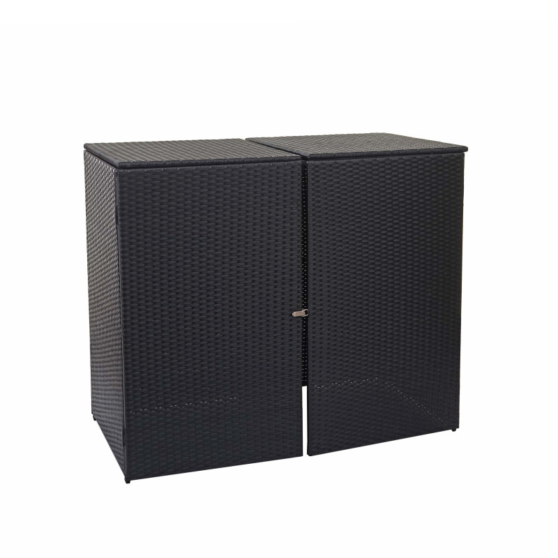 Enveloppement pour 2 poubelles box pour poubelles, revêtement, polyrotin 2x120l - noir