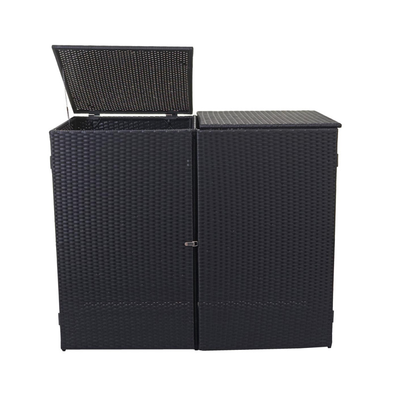 Enveloppement pour 2 poubelles box pour poubelles, revêtement, polyrotin 2x120l - noir