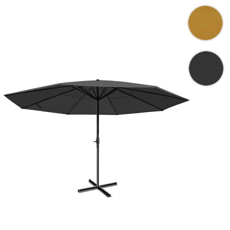 Parasol Meran Pro, parasol pour marché sans volants Ø 5m polyester/alu 28 kg - anthracite sans socle