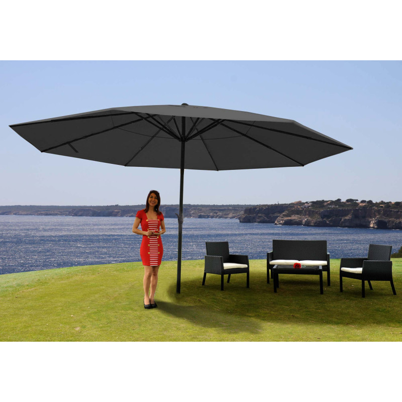 Parasol Meran Pro, parasol pour marché sans volants Ø 5m polyester/alu 28 kg - anthracite sans socle