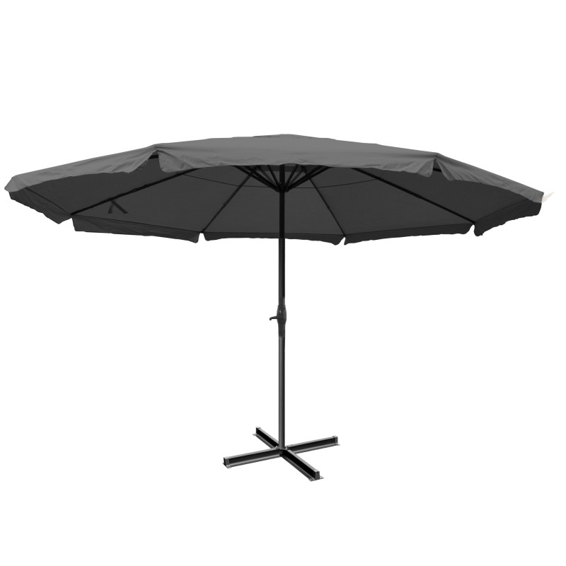 Parasol Meran Pro, parasol pour marché avec volants Ø 5m polyester/alu 28 kg - anthracite sans socle