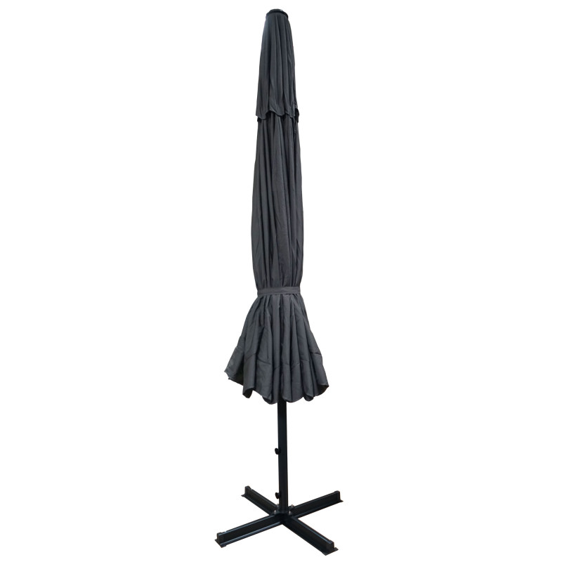 Parasol Meran Pro, parasol pour marché avec volants Ø 5m polyester/alu 28 kg - anthracite sans socle