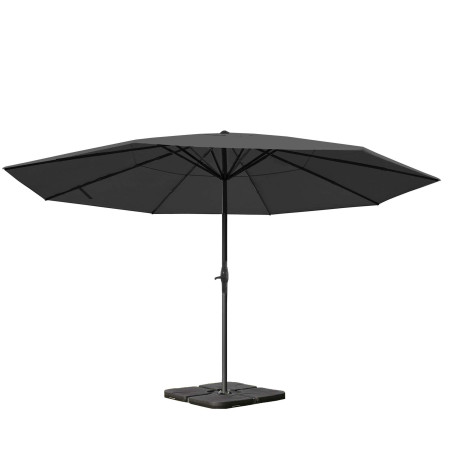 Parasol Meran Pro, parasol pour marché sans volants, Ø 5m polyester/alu 28 kg - anthracite avec socle