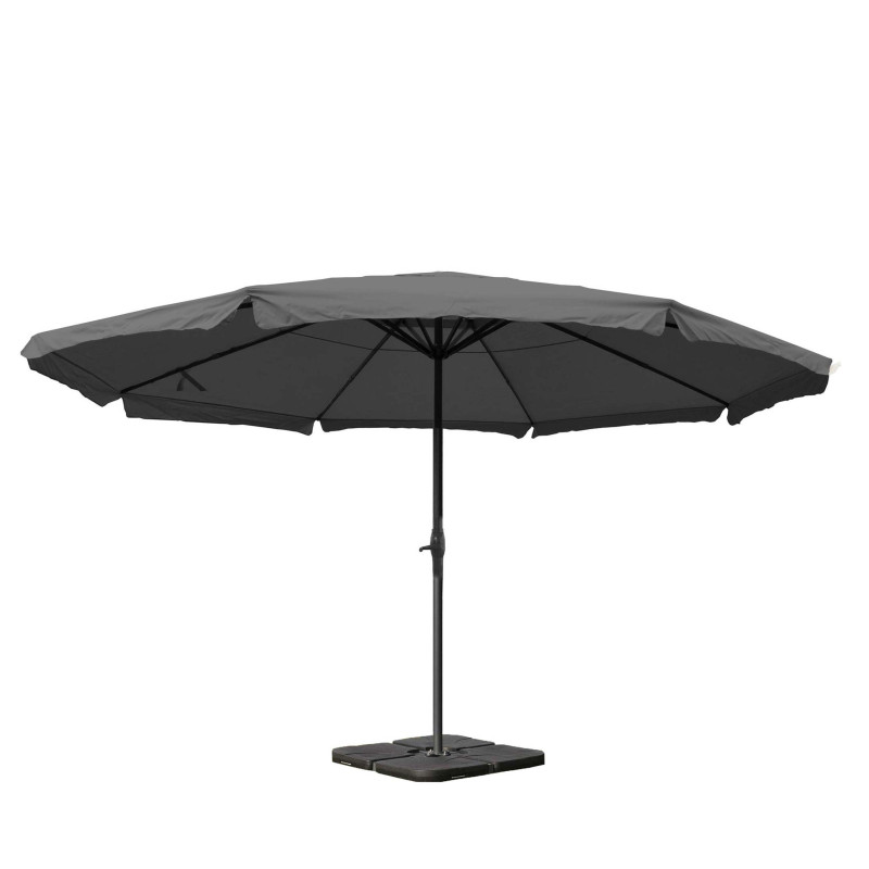 Parasol Meran Pro, gastronomie, parasol pour marché avec volantsØ 5m polyester/alu 28 kg-anthracite avec socle