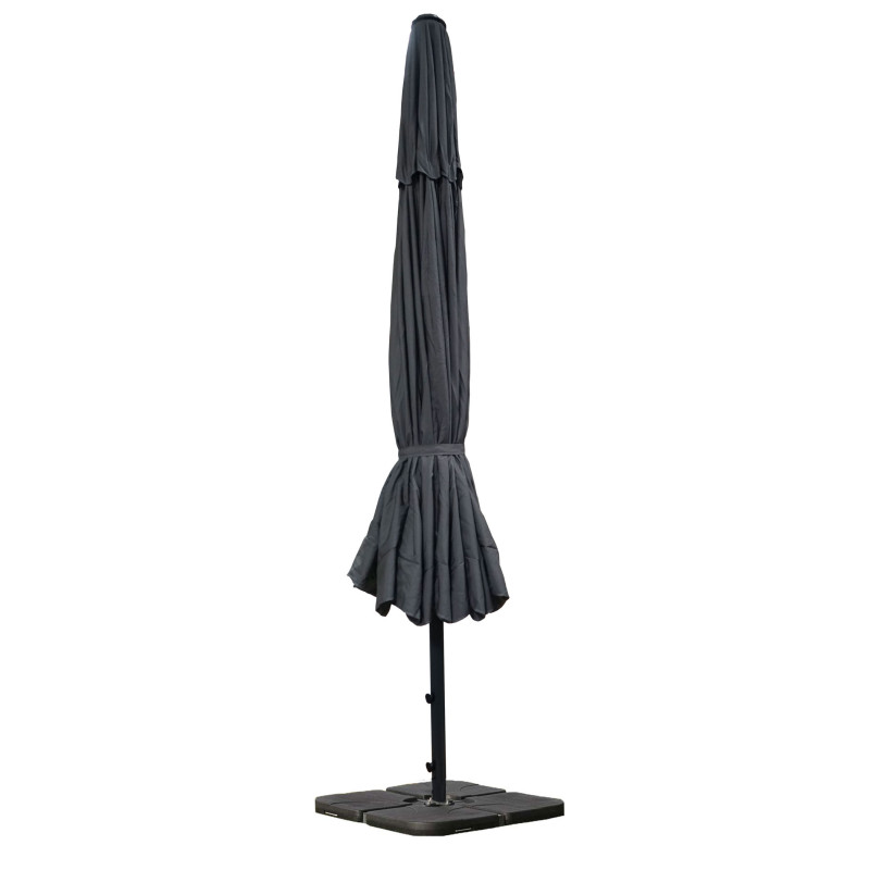 Parasol Meran Pro, gastronomie, parasol pour marché avec volantsØ 5m polyester/alu 28 kg-anthracite avec socle