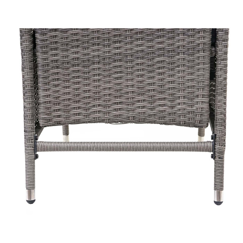 2x fauteuil de jardin en polyrotin, réglable - gris, coussins gris foncés