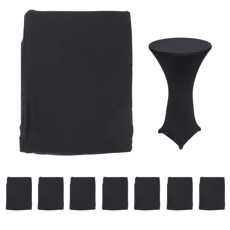 8x housse pour table mange-debout, enveloppe, revêtement, bistro, stretch Ø 60cm - noir