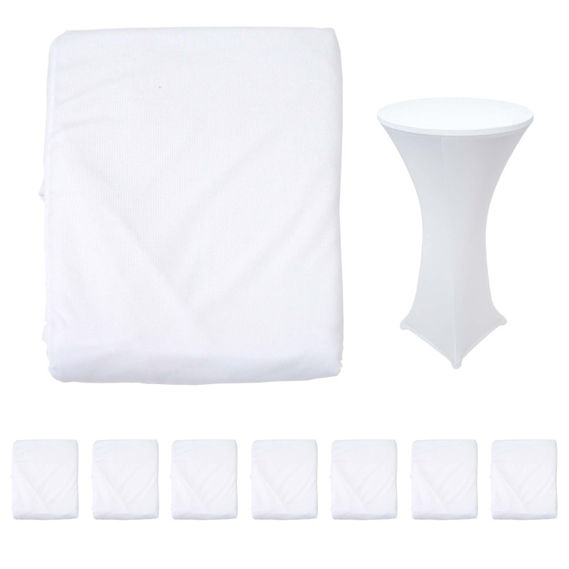 8x housse pour table mange-debout, enveloppe, revêtement, bistro, stretch Ø 60cm - blanc