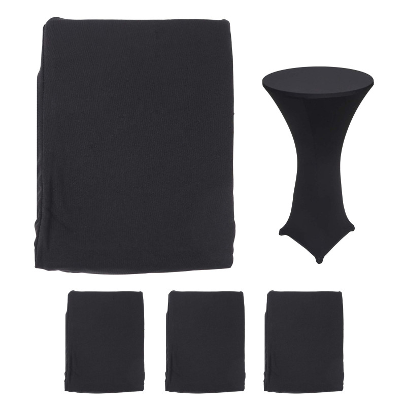 4x housse pour table mange-debout, enveloppe, revêtement, bistro, stretch Ø 60cm - noir