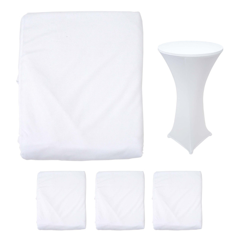 4x housse pour table mange-debout, enveloppe, revêtement, bistro, stretch Ø 60cm - blanc